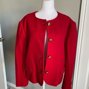 Chic Women's Red Blazer with Gold Accents